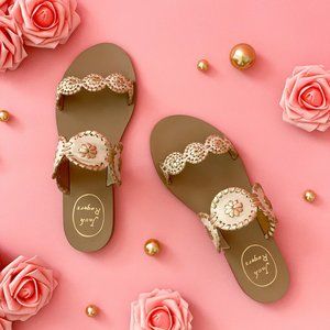 NEW! Jack Rogers Lauren Leather Slide Sandals